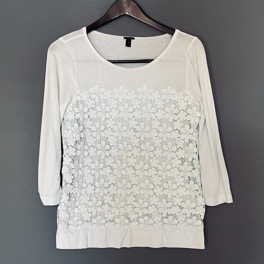 J Crew Ivory Flower Lace Overlay Women's Small Preppy